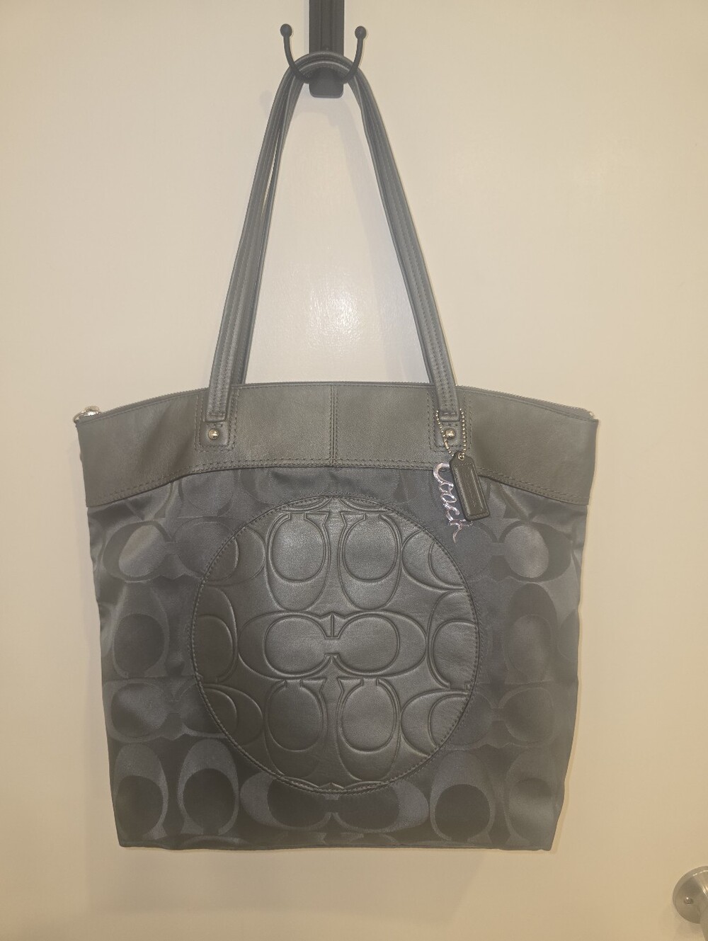 Coach Black Signature Circle Tote